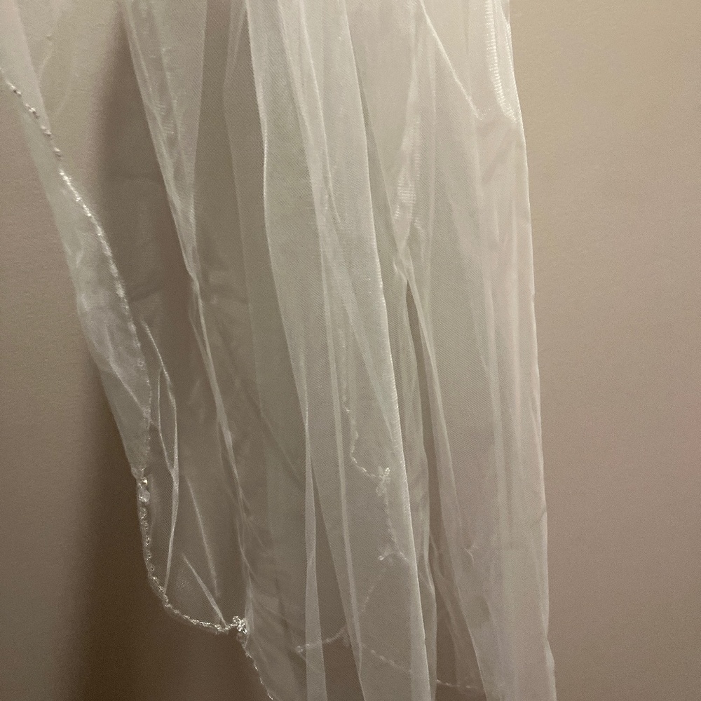 Mid Length white wedding Bell with crystals